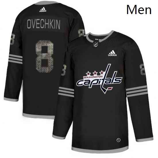 Mens Adidas Washington Capitals 8 Alex Ovechkin Black 1 Authentic Classic Stitched NHL Jersey